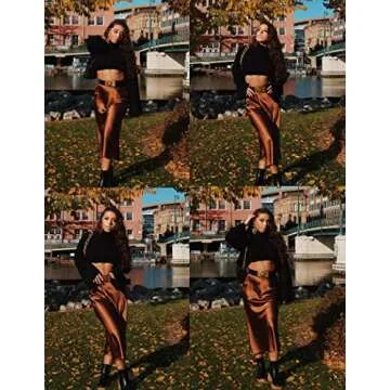 Stylish Zeagoo Long Silk Skirt for Women in Brown Satin