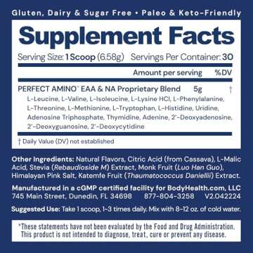 BodyHealth PerfectAmino Powder - BCAA and EAA Powder for Pre and Post Workout - Amino Acid Energy Dr...