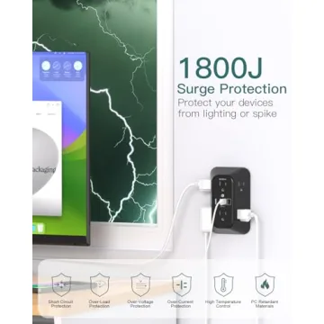 Addtam Surge Protector Outlet Extender for Home and Office