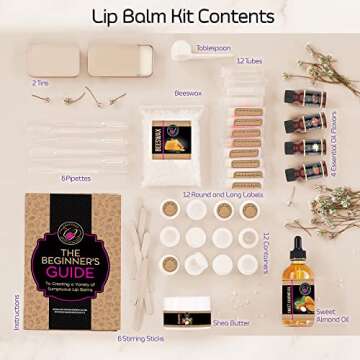 CraftZee Lip Balm Making Kit - DIY Lip Gloss Kit with Natural Beeswax Base, Shea Butter, Sweet Almon...