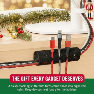 VELCRO Brand Cord Organizer for Desk & Nightstand, Stocking Stuffers for Adults, 5 Cable Slots with ...