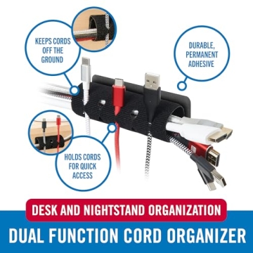 VELCRO Cord Organizer - Desk & Nightstand, 5 Slots