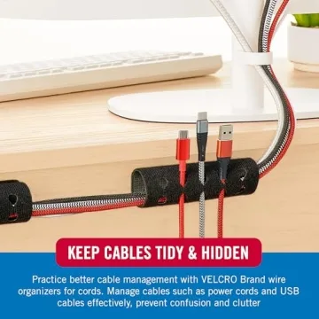 VELCRO Cord Organizer - Desk & Nightstand, 5 Slots