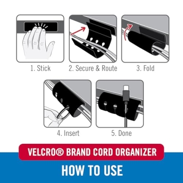 VELCRO Cord Organizer - Desk & Nightstand, 5 Slots