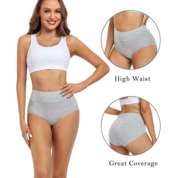 wirarpa Women's Cotton Postpartum Underwear High Waisted Ladies Panties Full Coverage Briefs Heather...