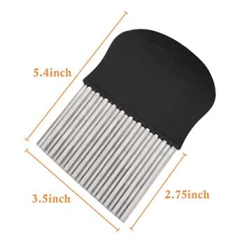 HTBMALL Crinkle Cutter, Wavy Chopper Knife, Upgraded Stainless Steel Crinkle Blade, Safe Kitchen Tools with a shell Wavy Slicer for Fruit, Vegetable, Salad, Carrot, Potato, Fries(Black)