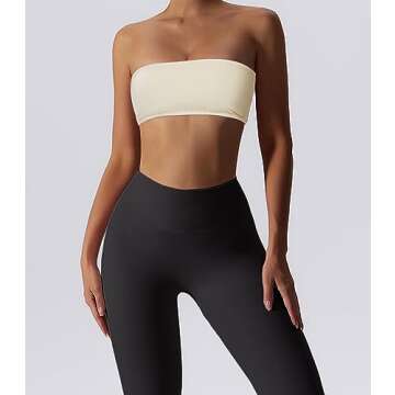 Boudaner Women’s Padded Bandeau Sports Tube Top Bra - Ideal for Yoga and Casual Wear