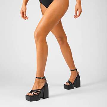 WETKISS Platform Chunky Heels Sandals Chunky High Heeled Sandals for Women High Heel Platform Sandals Black Chunky Heels Black Platform Heels Platform Chunky Pumps Ankle Strap Heels