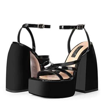 WETKISS Platform Chunky Heels Sandals Chunky High Heeled Sandals for Women High Heel Platform Sandals Black Chunky Heels Black Platform Heels Platform Chunky Pumps Ankle Strap Heels