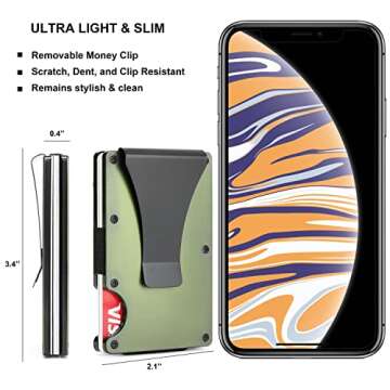 Personalized Gift for Men | Minimalist Metal Wallet for Son Husband Boyfriend Dad | Front Pocket Aluminum Card Holder with Money Clip | Christmas Birthday Anniversary Wedding | Engraved American Flag