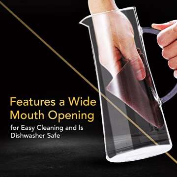 Richro Glass Pitcher With Lid and Spout Set of 2 - Heat Resistant Glass Carafe Pitcher With Stainless Steel Lid 50 oz Good For Coffee Juice Beverage Pitcher For Juice and Iced Tea Pitcher Water Carafe