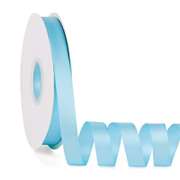 Double Faced Solid Color Baby Blue Satin Ribbon 5/8" X 50 Yards Continuous, High Density Polyester R...