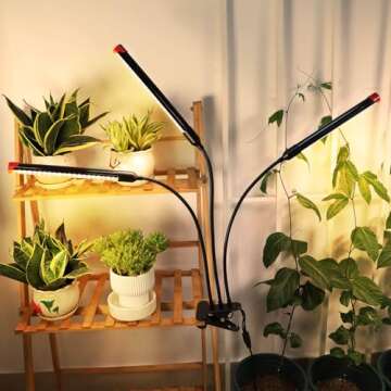 Clip Grow Lights for Seed Starting with Timer, Full Spectrum Brightest Plant Growing Lamps for Indoor Plants, Bonsai, Seedlings, 27 Watt Home Plug But Not 15W Adapter