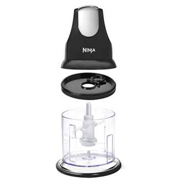 Ninja NJ100GR Express Manual Food Processor for Chopping Mincing Pureeing Vegetables and Other Ingredients, 16-Ounces, Gray