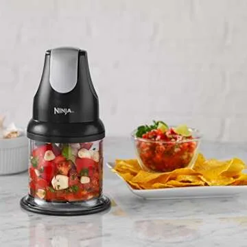 Ninja NJ100GR Express Manual Food Processor for Chopping Mincing Pureeing Vegetables and Other Ingredients, 16-Ounces, Gray