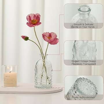 Bud Vases Set of 30 Pcs, Small Glass Flower Vases for Centerpieces, Cute Clear Crystal Bud Vases in Bulk, Mini Vintage Vase for Rustic Wedding Decorations, Holiday Party