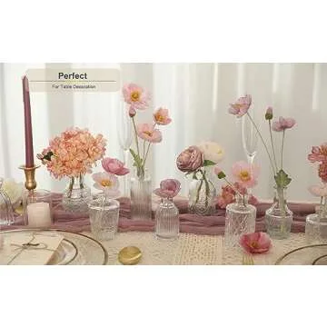 Bud Vases Set of 30 Pcs, Small Glass Flower Vases for Centerpieces, Cute Clear Crystal Bud Vases in Bulk, Mini Vintage Vase for Rustic Wedding Decorations, Holiday Party