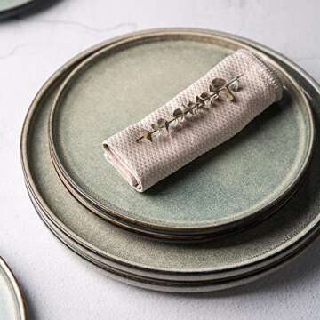 AmorArc Dinner Plates Set of 6, 10.5 Inch Reactive Glaze Ceramic Plates Set, Microwave, Dishwasher Safe, Scratch Resistant, Modern Large Dinnerware Dishes Set Kitchen Stoneware Plates