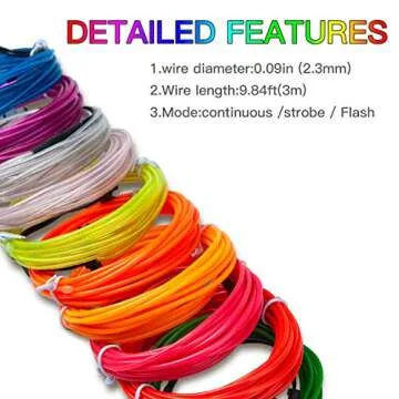 Lychee 9ft EL Wire Neon Light for Parties & Halloween