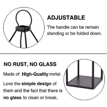 Perfnique Modern Farmhouse Lantern Decor, 19.7'' 22'' Set of 2 Black Metal Lanterns, 2 LED 6hr Timer Flickering Flameless Candles, Lanterns Decorative for Porch, Patio, Fireplace Mantle, Christmas