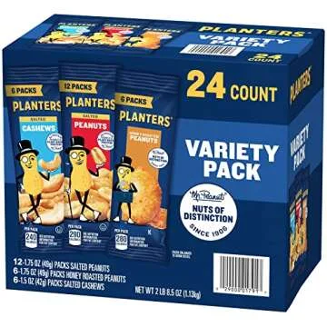 Planters Peanuts & Cashews Variety Pack for Quick Snacking