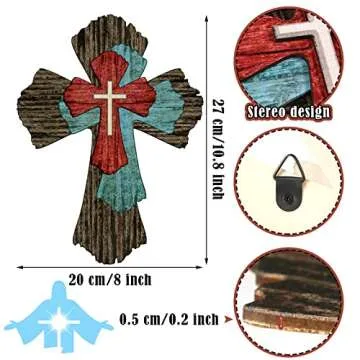 Blulu Cross Wall Decor Hanging Wooden Decorative Wall Cross Rustic Catholic Crucifix Spiritual Art Sculpture for Home Decor Religious First Communion Church Decoration Gift