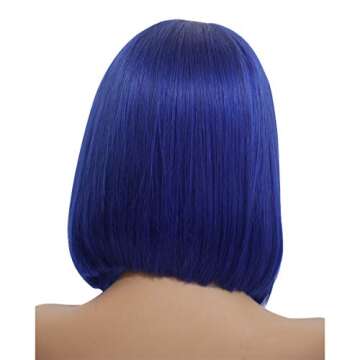 Smartinnov Blue Bob Wig with 180% Density for Women