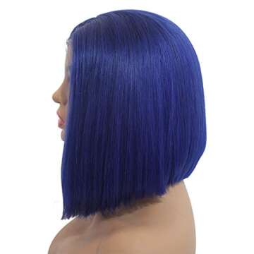 Smartinnov Blue Bob Wig with 180% Density for Women