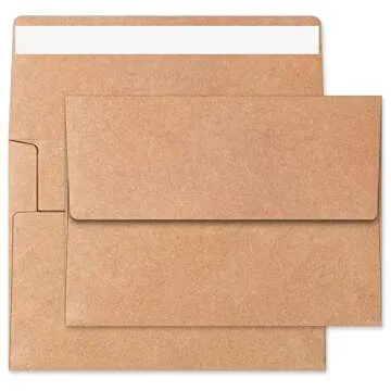 ASSTAONO-Kraft Envelopes,100 Pack 5x7 Invitation Envelopes,A7 Envelopes,Brown Envelopes for 5x7 Cards,Weddings,Birthday,Graduation,Office,Baby shower,self seal quickly,5.25x7.25 Inches