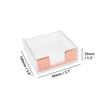 Clear Acrylic Rose Gold Self-Stick Note Pad Holders Sticky Memo Note Cube Holder Dispenser 3.5x3.3 I...