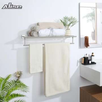 Alise 28 Inch Towel Racks for Bathroom, Towel Rack Wall Mounted with Tower Bars, SUS 304 Stainless Steel Bathroom Shelf, Heavy Duty Hand Towel Holder (Brushed Nickel)