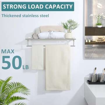 Alise 28 Inch Towel Racks for Bathroom, Towel Rack Wall Mounted with Tower Bars, SUS 304 Stainless Steel Bathroom Shelf, Heavy Duty Hand Towel Holder (Brushed Nickel)
