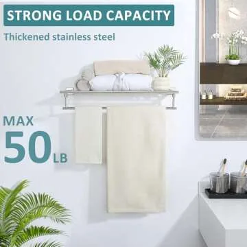 Alise 28 Inch Towel Racks for Bathroom, Towel Rack Wall Mounted with Tower Bars, SUS 304 Stainless Steel Bathroom Shelf, Heavy Duty Hand Towel Holder (Brushed Nickel)