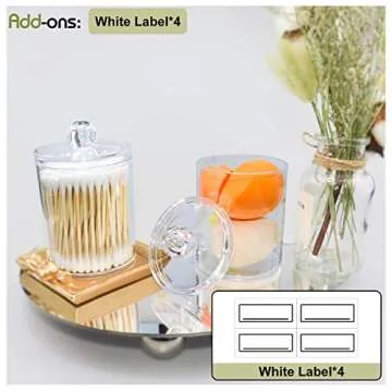 Qihomy 10-Ounce Qtip Holder Dispenser for Cotton Balls, Cotton Swabs, Cotton round pads, Clear Plastic Apothecary Jar Set for Bathroom Canister Storage Organization, Dresser Organizer (2 Pack)