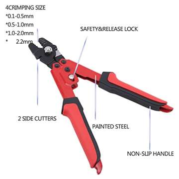Wire Rope Crimping Tool Kit, with 1/16-304 Stainless Steel Cable 165 ft (7x7 Strand Core), 100 Cable...