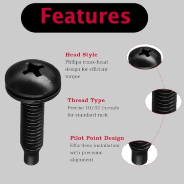 FIXXARA 10-32 Rack Screws & Washers Set 50-Pack