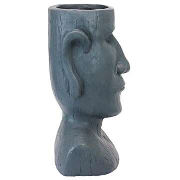 Design Toscano AL1917 Easter Island Massive Megalith Moai Head Planter Pot Statue, Faux Gray Stone F...