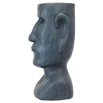 Design Toscano AL1917 Easter Island Massive Megalith Moai Head Planter Pot Statue, Faux Gray Stone Finish
