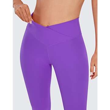 CRZ YOGA Womens Butterluxe Cross Waist Leggings 25" - V Crossover High Waisted Yoga Royal Lilac Small
