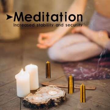 Runyangshi Tiger's eye Natural Healing Crystal Wands Height 2"-2.4", 6 Faceted Prism Wand Reiki Chakra Stone, Natural Quartz