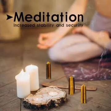 Runyangshi Tiger's eye Natural Healing Crystal Wands Height 2"-2.4", 6 Faceted Prism Wand Reiki Chakra Stone, Natural Quartz