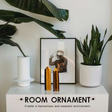 Runyangshi Tiger's eye Natural Healing Crystal Wands Height 2"-2.4", 6 Faceted Prism Wand Reiki Chakra Stone, Natural Quartz