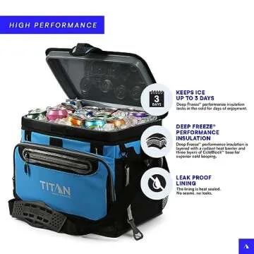 Arctic Zone Titan Deep Freeze Cooler - 30 Can Zipperless Hardbody Cooler with Deep Freeze Insulation, HardBody Liner, and SmartShelf - Process Blue