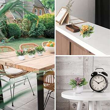 Zuvas Fake Plants 6 Packs Small Artificial Plastic Plants Set Home Decor Mini Potted Faux Flowers an...