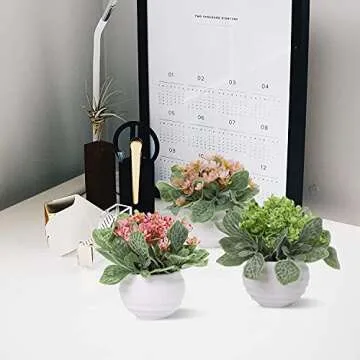 Zuvas Mini Potted Faux Plants Set for Home Decor