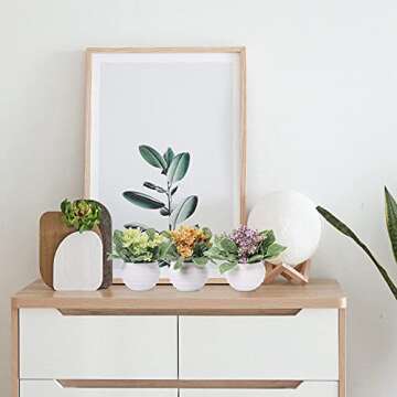Zuvas Mini Potted Faux Plants Set for Home Decor