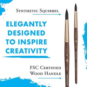 Princeton Artist Brush, Neptune Series 4750, Synthetic Squirrel Watercolor Paint Brush, Round, Size 8