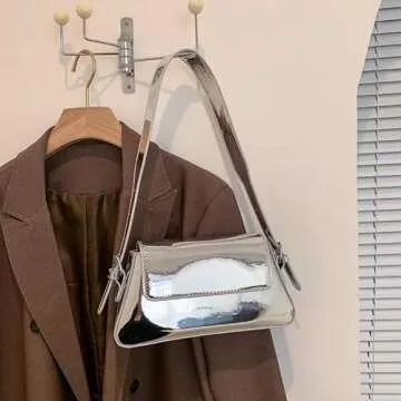 Chic Motleader Silver Metallic Evening Bag for Women