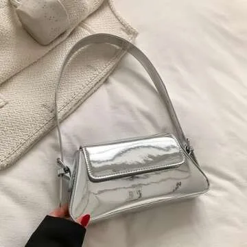 Chic Motleader Silver Metallic Evening Bag for Women