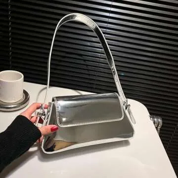 Chic Motleader Silver Metallic Evening Bag for Women